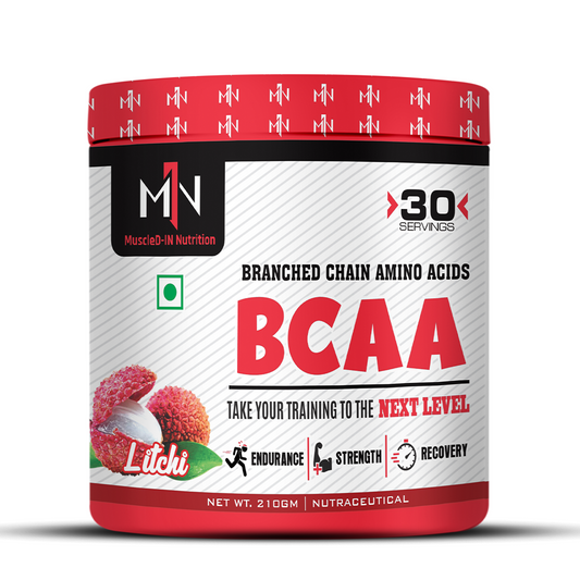 BCAA supplement in litchi flavor, 30 servings for endurance, strength, and recovery