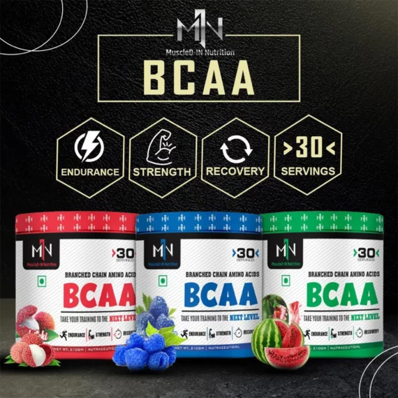MuscleD-IN Nutrition BCAA 30 Servings | Intra-Workout BCAA for Muscle Recovery, Strength & Endurance | Available in Blue Raspberry, Lychee & Watermelon
