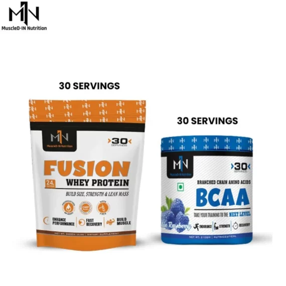 Fusion Whey Protein Combo with BCAA | 30 Servings Each | MuscleD-IN Nutrition | Muscle Growth and Recovery Stack