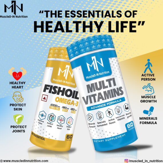 Fish Oil 1000mg + Advance Multivitamin 60 Tabs | Daily Health and Immunity Support Combo for Men